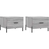 vidaXL Salontafels 2 st 50x50x40 cm bewerkt hout grijs sonoma eiken