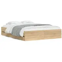 vidaXL Bedframe met lades bewerkt hout sonoma eikenkleurig 140x200 cm