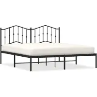 vidaXL Bedframe met hoofdbord metaal zwart 180x200 cm