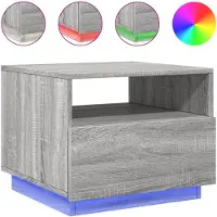 DKD Home Decor Salontafel met LED-verlichting 50x49x40 cm grijs sonoma eiken