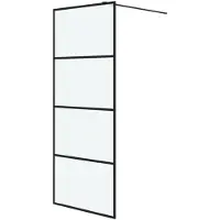 vidaXL Inloopdouchewand 80x195 cm mat ESG-glas zwart