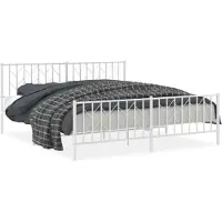 vidaXL - Bedframe - met - hoofd- - en - voeteneinde metaal - wit - 183x213 - cm