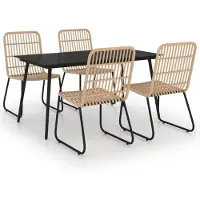vidaXL 5-delige Tuinset poly rattan en glas