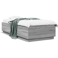 vidaXL Bedframe bewerkt hout grijs sonoma eikenkleurig 100x200 cm
