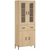 vidaXL Hoge kast 69,5x34x180 cm bewerkt hout sonoma eikenkleurig