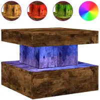 DKD Home Decor Salontafel met metalen poten 50x50x40 cm gerookt eikenkleurig