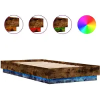 vidaXL Bedframe met LED-verlichting gerookt eikenkleurig 90x190 cm