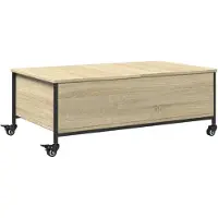vidaXL - Salontafel - met wielen - 91x55x34 - cm - bewerkt hout - sonoma - eiken