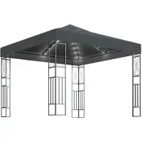 vidaXL Paviljoen met LED-lichtketting, 3x3 meter, antraciet, stof
