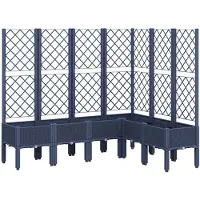 vidaXL Plantenbak met latwerk 160x120x142 cm polypropeen blauwgrijs