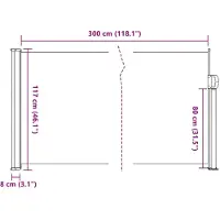 vidaXL Windscherm uittrekbaar 117x300 cm zwart