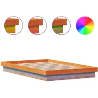 vidaXL Bedframe met LED massief grenenhout wasbruin 140x200 cm