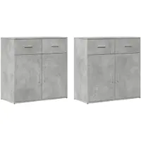 vidaXL Dressoirs 2 st 79x38x80 cm bewerkt hout betongrijs