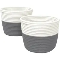 vidaXL Opbergmanden 2 st Ø 24x18 cm katoen grijs en wit