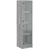 vidaXL Hoge kast met glazen deuren 35x37x142 cm grijs sonoma eiken