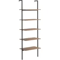 vidaXL Ladderrek met 5 schappen 64x35x185 cm donkerbruin en zwart