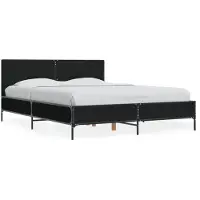 vidaXL Bedframe bewerkt hout metaal zwart 120x190 cm