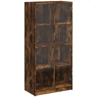 vidaXL Hoge kast met deuren 68x37x142 cm bewerkt hout gerookt eiken