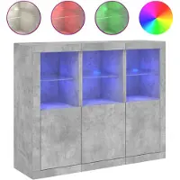 vidaXL Dressoirs met LED-verlichting 3 st bewerkt hout betongrijs