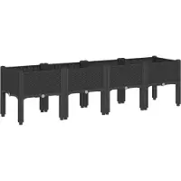 vidaXL Plantenbak met poten 160x40x42 cm polypropeen zwart