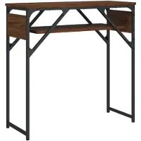 vidaXL Wandtafel met schap 75x30x75 cm bewerkt hout bruin eikenkleur