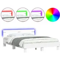 vidaXL Bedframe met hoofdeinde en LED wit 140x200 cm