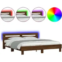 vidaXL Bedframe met hoofdeinde en LED bruin eikenkleur 160x200 cm