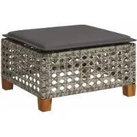 vidaXL Tuinkruk met kussen 63,5x56x32 cm poly rattan grijs