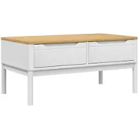 vidaXL - Salontafel - FLORO - 99x55,5x45 - cm - massief - grenenhout - wit