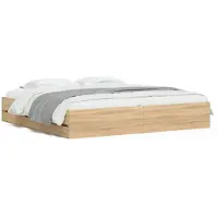 vidaXL Bedframe met lades bewerkt hout sonoma eikenkleurig 160x200 cm