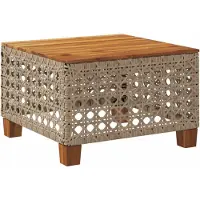 vidaXL Tuintafel 55x55x36 cm poly rattan en acaciahout beige