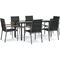 vidaXL 7-delige tuinset, zwart, met Textilene en staal