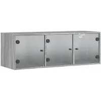 DKD Home Decor Wandkast met glazen deuren, kleur Sonoma grijs, afmetingen 102x37x35 cm