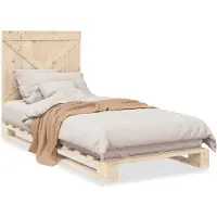 vidaXL Bedframe met hoofdbord massief grenenhout 90x200 cm