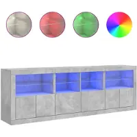 vidaXL Dressoir met LED-verlichting 202x37x67 cm betongrijs