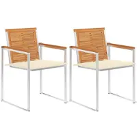 vidaXL Tuinstoelen 2 st met kussens massief acaciahout en staal