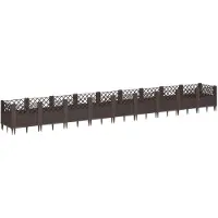 vidaXL Plantenbak met pinnen 363,5x43,5x43,5 cm polypropeen bruin