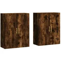 vidaXL Hangkasten 2 st 69,5x34x90 cm gerookt eikenkleurig