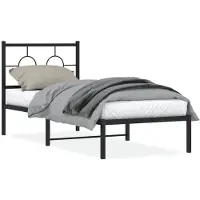 vidaXL Bedframe met hoofdbord metaal zwart 80x200 cm