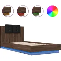 vidaXL Bedframe met hoofdbord en LED bruin eikenkleurig 100x200 cm