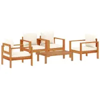 vidaXL 5-delige Loungeset met kussens massief acaciahout