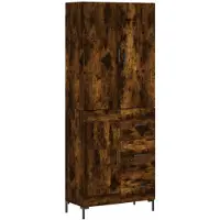 vidaXL Hoge kast 69,5x34x180 cm bewerkt hout gerookt eikenkleurig
