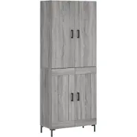 vidaXL Hoge kast 69,5x34x180 cm bewerkt hout grijs sonoma eikenkleurig