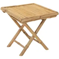 Mega Collections Bijzettafel of tuin tafel Zanzibar - Bamboe hout - lichtbruin - 40 x 40 x 40 cm - binnen / buiten - inklapbaar