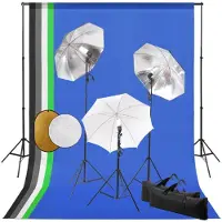 vidaXL Fotostudioset met lampen, paraplu's, achtergrond en reflector