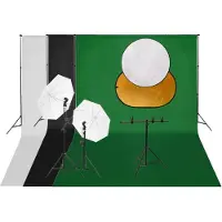 vidaXL Fotostudioset met verlichtingsset achtergrond en reflector