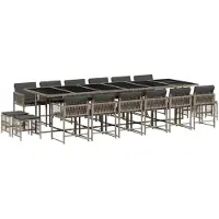 vidaXL 17-delige tuinset met kussens, grijs, polyrotan