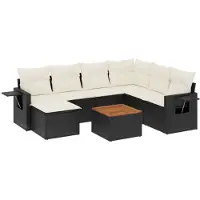 vidaXL 8-delige tuinmeubelset met kussens, zwart, polyrotan