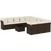 vidaXL 12-delige Loungeset met kussens poly rattan bruin