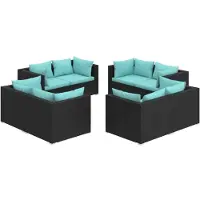 vidaXL 8-delige loungeset voor de tuin met kussens, van polyrotan, zwart